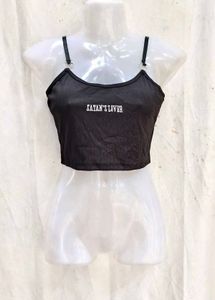 19238. Black Crop Top "Satan's Lover"