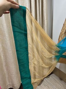 Teal &amp; Gold Embroidered Lehenga Choli