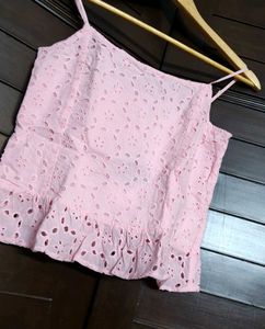 Fyre Rose Strappy Square-Neck Schiffli Top