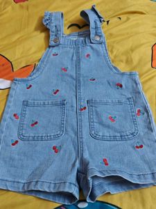 Cute Cherry Denim Overalls for Kids