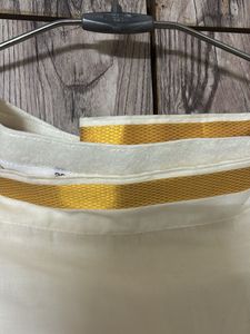 Elegant Cream Saree with Golden Border