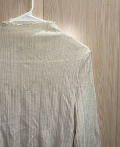 Off-White Ribbed Long Sleeve Top