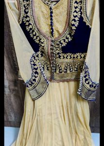 zari and pearl work Anarkali Gown