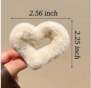Fuzzy Heart Hair Claw Clips