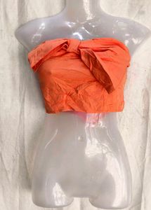 Orange Bow Bandeau Top