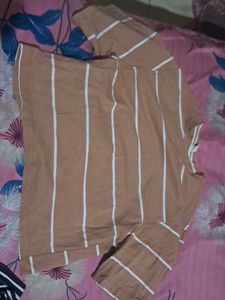 Striped brown crop top - S size