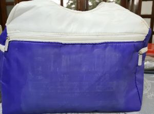 Purple and white synthetic Tote Bag