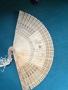 Vintage Hand-Carved Wooden Fan