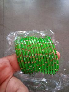 Green Bangles with Embellishments