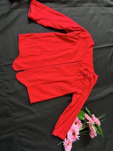 Chic Red Open Front Jacket