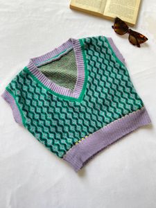 Retro Argyle Knit Vest