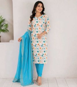 Floral Print Kurta Set with Dupatta