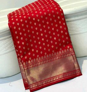 New Red Banarasi Katan Silk Saree