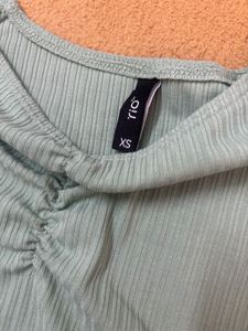 Light green Ruched Ribbed Top