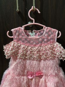 Adorable Pink Faux Fur Dress