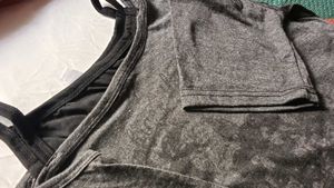 Stylish Grey crop Graphic T-Shirt one off shoulder