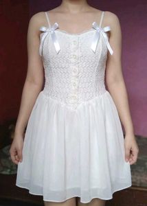 🤍 🎀 Coquette Ivory White Lacey mini dress