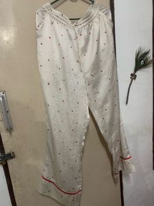 Cream Heart Print Button-Up Shirt