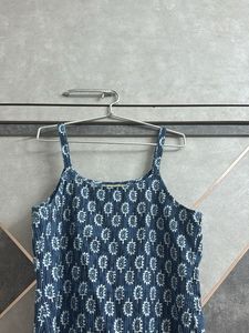 Blue Printed Cotton Kurta