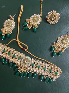 Necklace Earrings Mangtika Ring Set