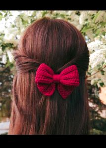 Handmade Crochet Hair Bow Clip