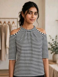 Striped Cold Shoulder Top