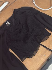 Chic Black Smocked Top