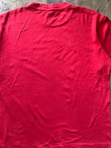 Puritan Red Ribbed Crew Neck T-Shirt