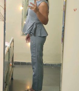Gray peplum short and pants