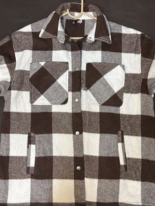H&M Brown & White checked oversized Shacket
