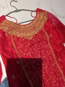 Stunning Red &amp; Blue Embroidered Lehenga Choli