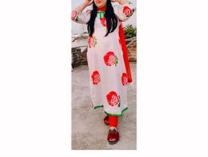 Elegant Rose Print Kurta (only)