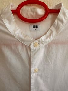 Classic White Mandarin Collar Shirt