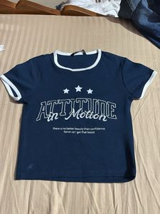 Navy Blue 'Attitude in Motion' Graphic Tee