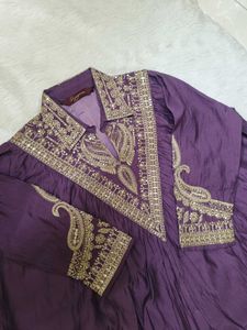 Embroidered Purple Kurta Set
