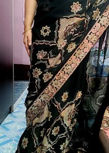 Sequin saree  Black &amp; Gold (Without Blouse)