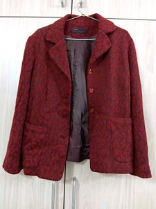 Chic Maroon Textured Blazer