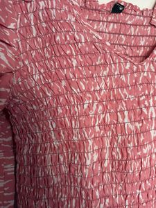 Pink Smocked Peplum Top