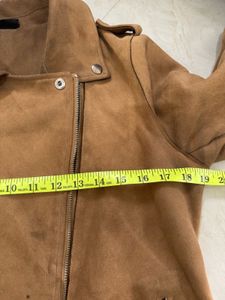 Brown Faux Suede Moto Jacket