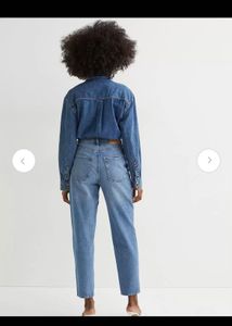 H&amp;M Women Blue Mom Slim Fit High Waist Ankle Jeans