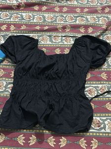 Chic Black Puff Sleeve Top