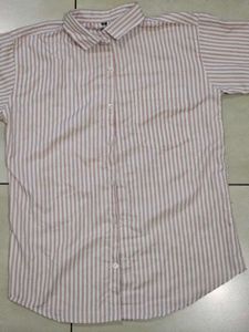 Men’s Pink &amp; White Striped Casual Shirt