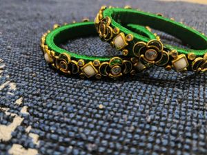 Green Kundan Bangles