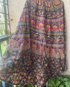 Traditional Boho Maxi Skirt (Navy Blue)