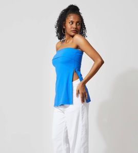 Blue Tube Top With Zipper