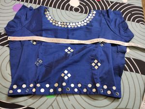 #Navaratri Blouse # Mirror Work Blouse (Navy Blue)