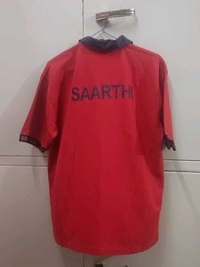 Red T-Shirt with Blue Collar