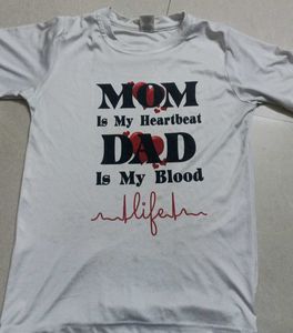 White Mom Dad Heartbeat T-Shirt