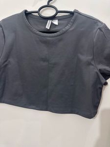 Brand New Grey H&amp;M Crop Top, L Size