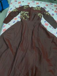 Maroon Ethnic Gown with Gold Embroidery